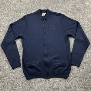 SAI Sweater‎ Size Large Cardigan Navy Blue Full Zip Knit Grandpa Core A+ School